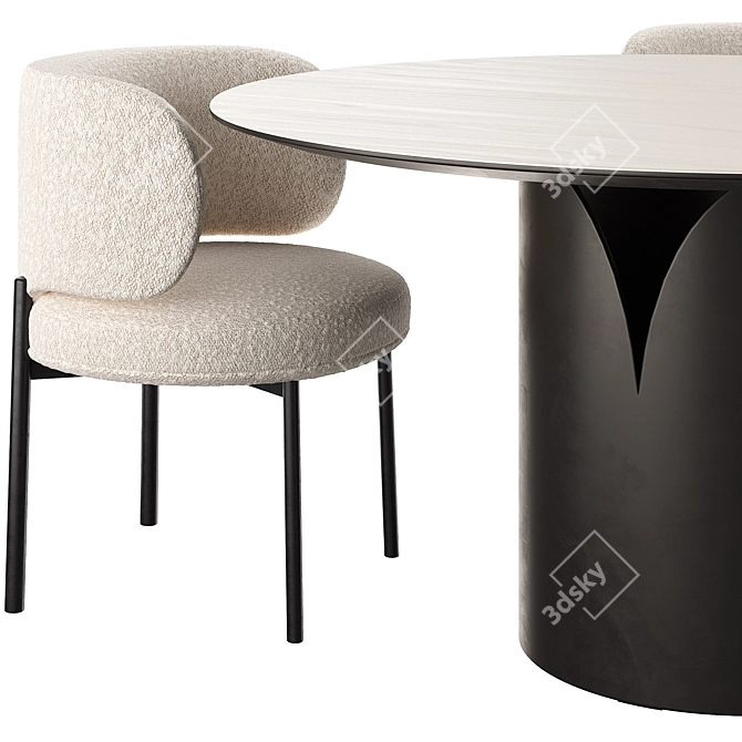  Modern Round Dining Set - VIDA Corona & Akiko 3D model image 4