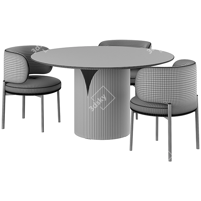  Modern Round Dining Set - VIDA Corona & Akiko 3D model image 7