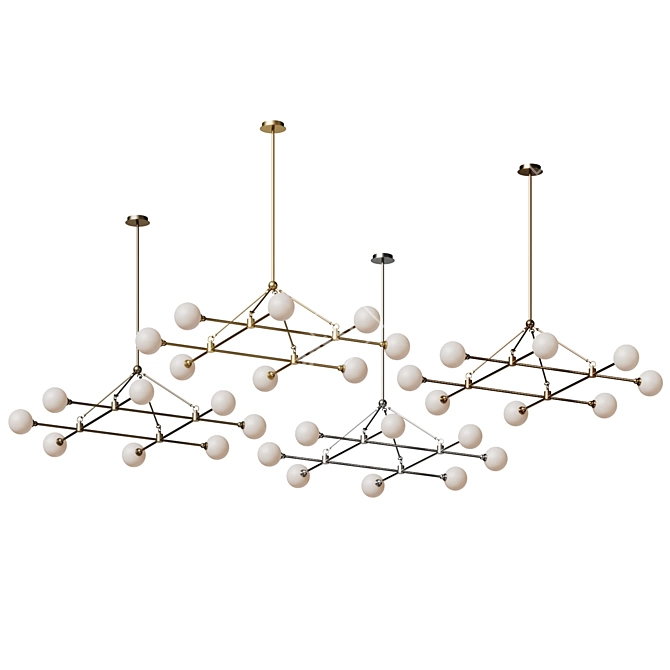 Elegant Andrews Chandelier with Murky Glass 3D model image 5