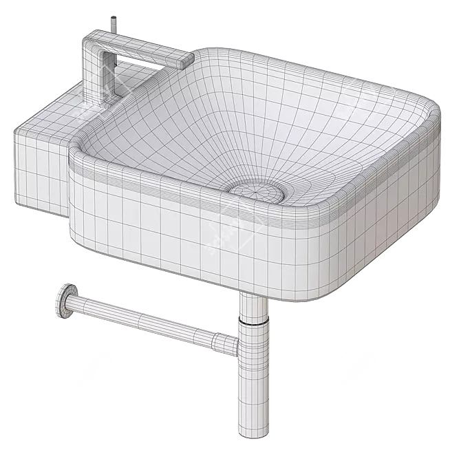 European Style Sink Basin Design 3D model image 2