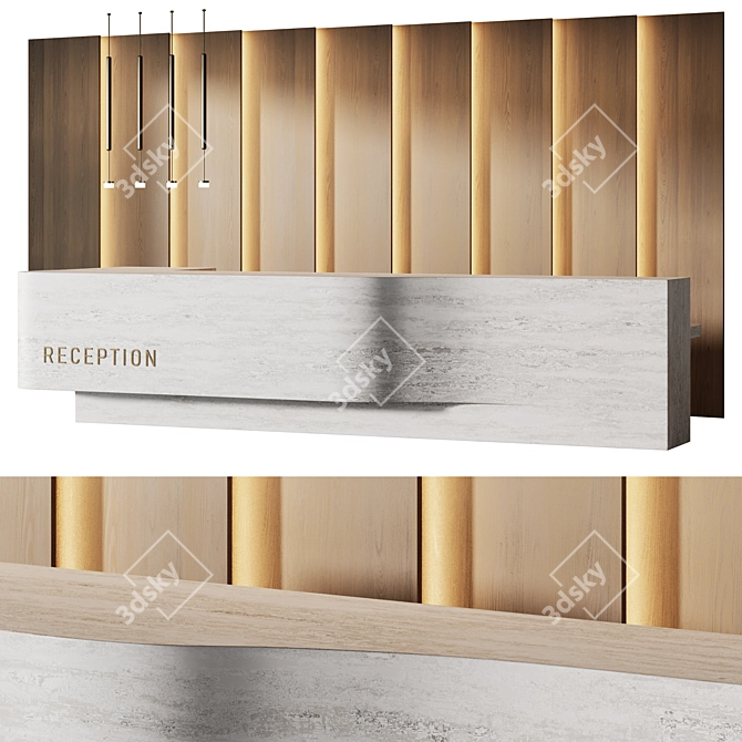 Modern Reception Desk Organic Design 3D model image 1