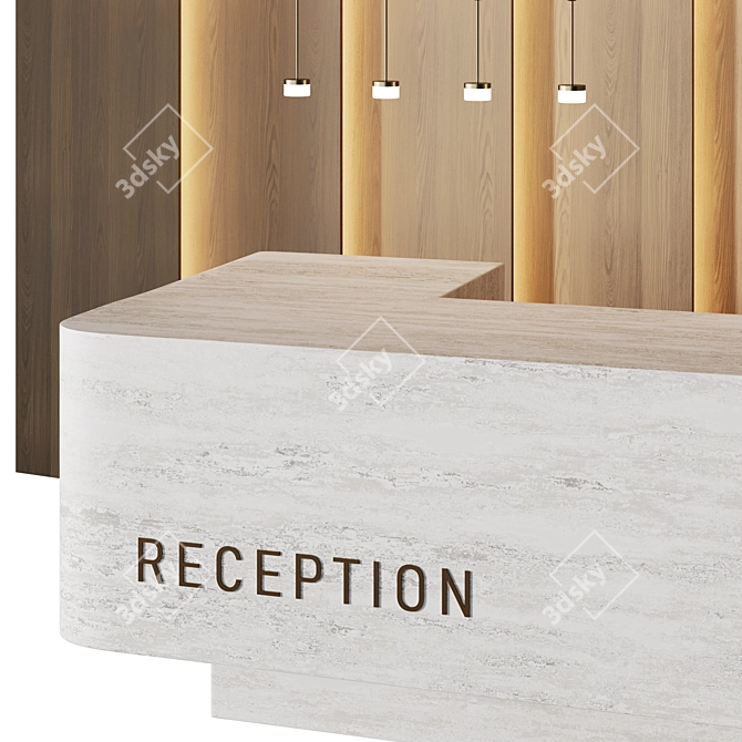 Modern Reception Desk Organic Design 3D model image 3