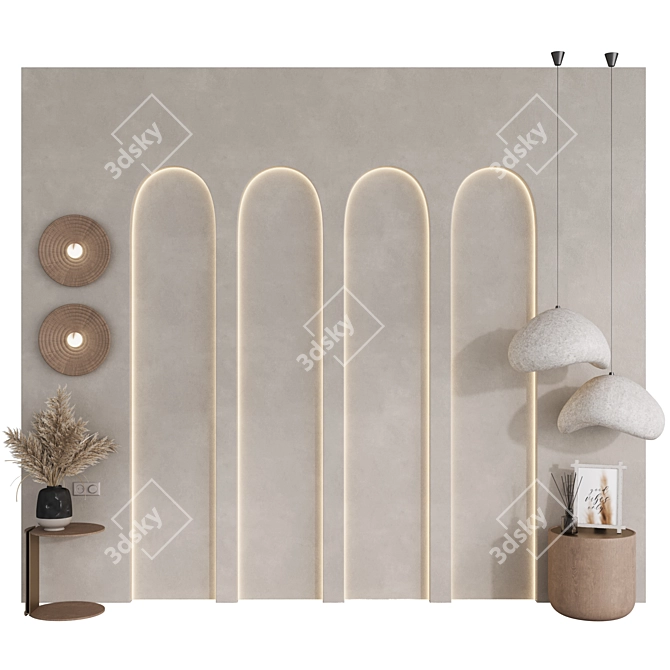 Modern Style Bedroom Headboard Set 3D model image 1