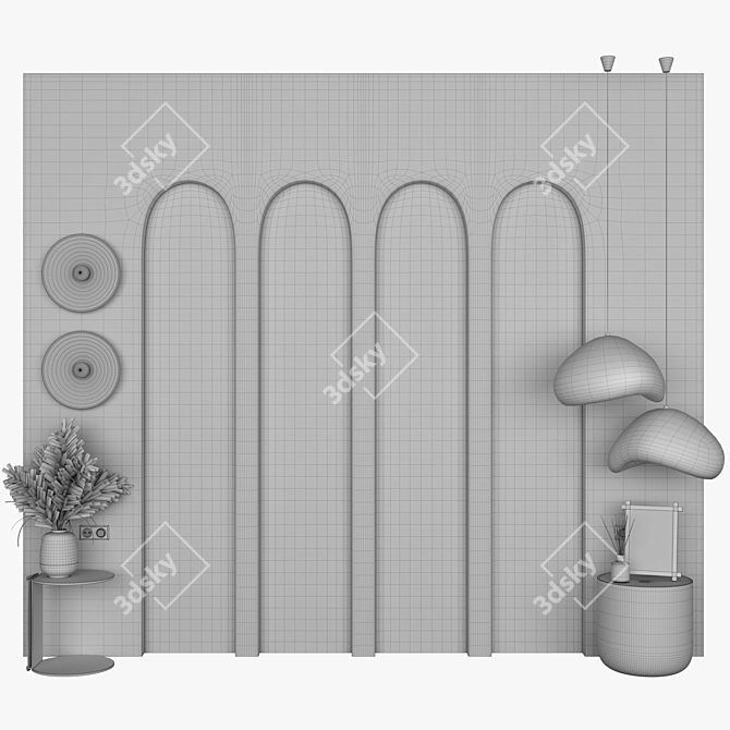 Modern Style Bedroom Headboard Set 3D model image 4