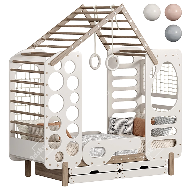 Sports Cottage Bed - Kids Furniture 3D model image 1