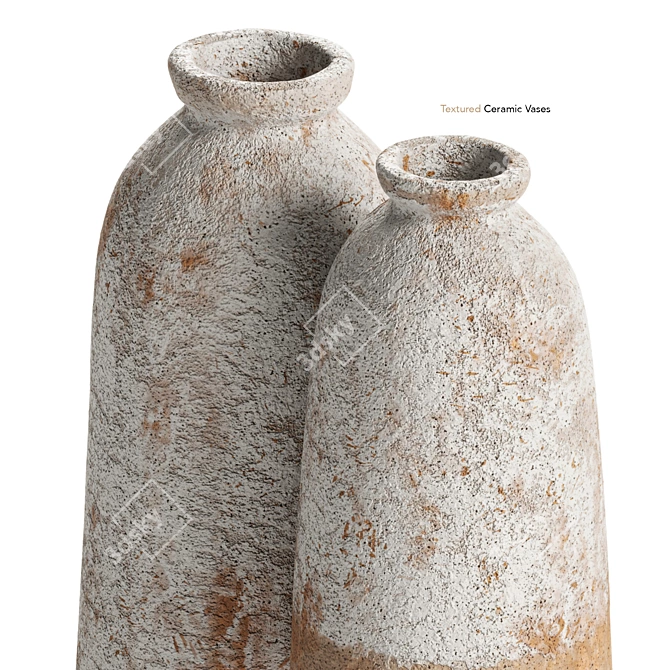  Handcrafted Textured Ceramic Vases 3D model image 2