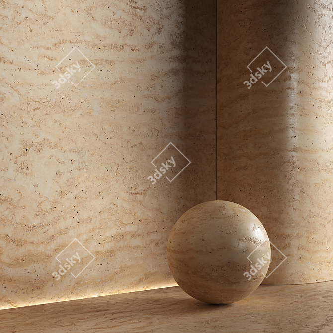 Travertine Stone Material 3DS Export 3D model image 2