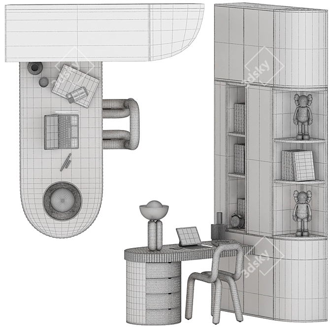 Modern Home Office Furniture Set 3D model image 4