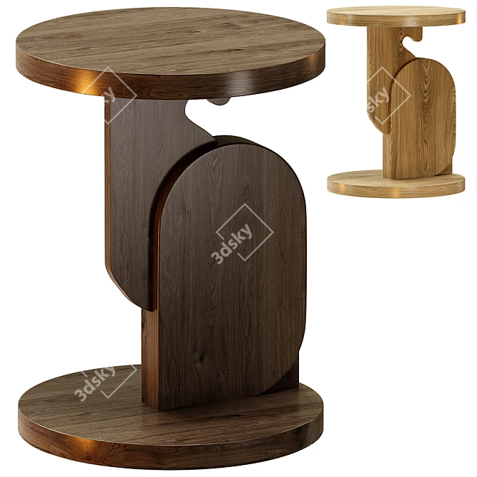 Modern Solid Wood Side Table 3D model image 1