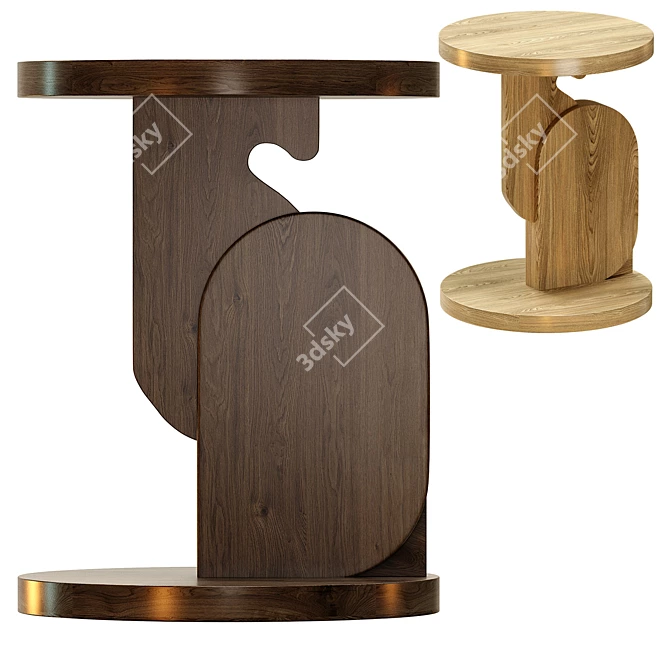 Modern Solid Wood Side Table 3D model image 3