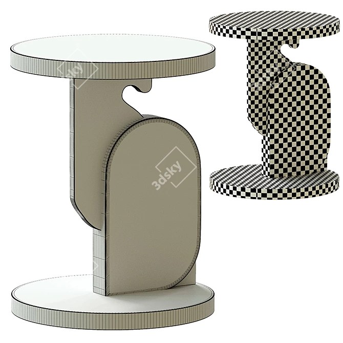 Modern Solid Wood Side Table 3D model image 4