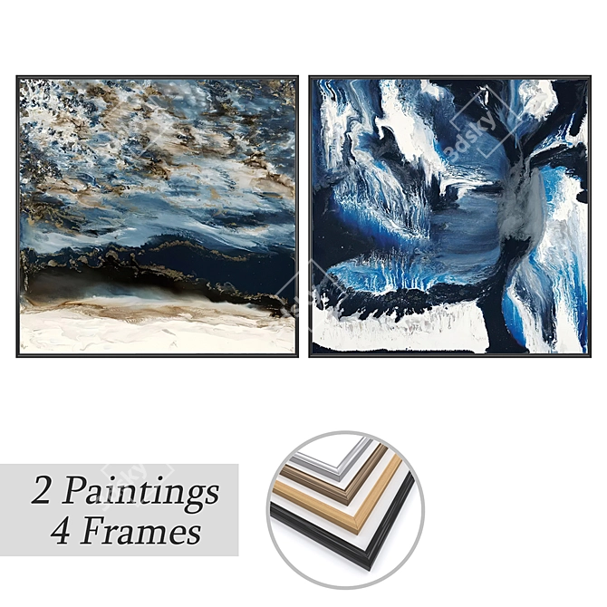 Wall Art Set with Frames 3D model image 1