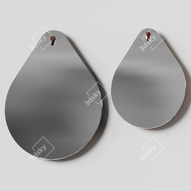 Modern Walnut Accent Mirror Unique 3D model image 2