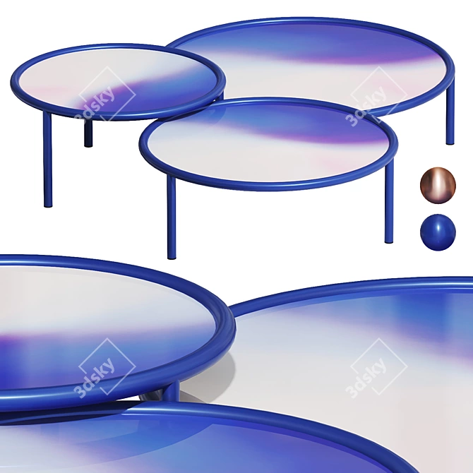 Modern Glass Coffee Table Set 3D model image 2