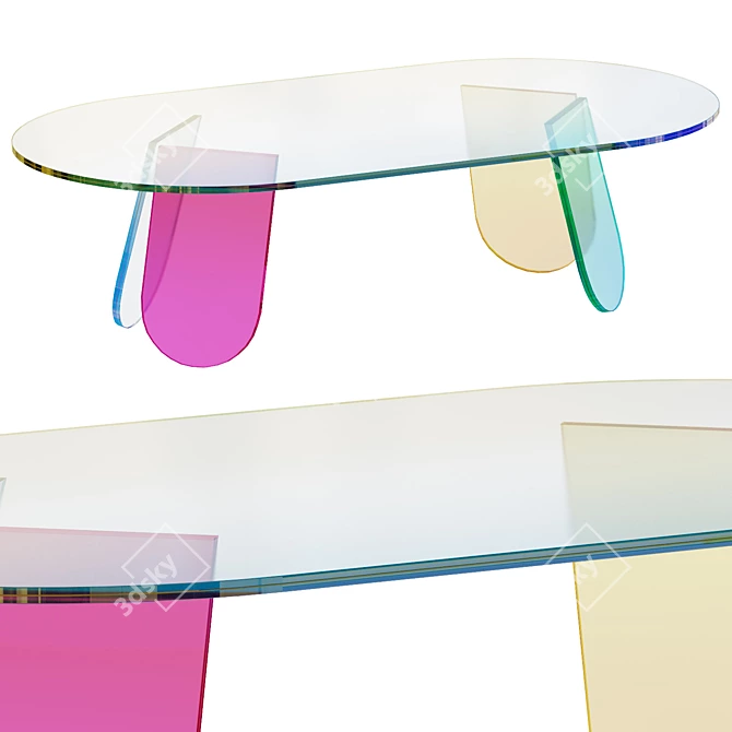 Multicolored Glass Coffee Table 3D model image 1