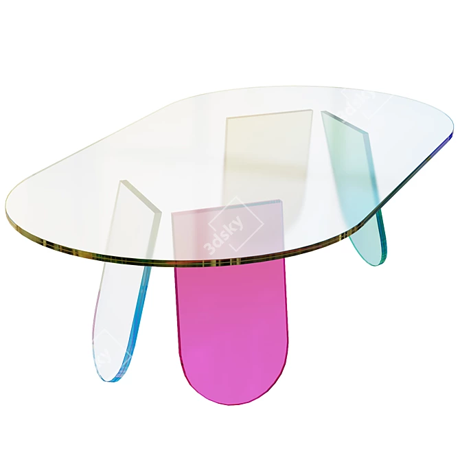 Multicolored Glass Coffee Table 3D model image 2