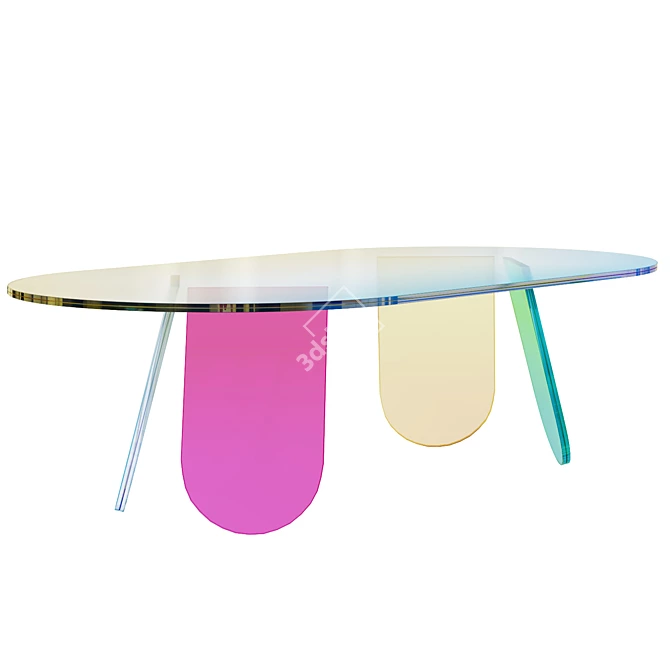 Multicolored Glass Coffee Table 3D model image 4