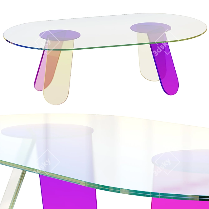 Colorful Glass Dining Table 3D model image 1