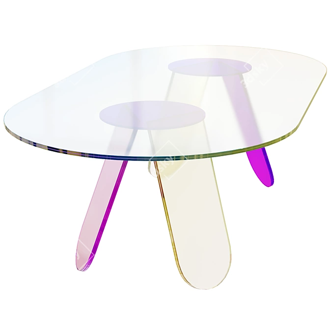 Colorful Glass Dining Table 3D model image 2