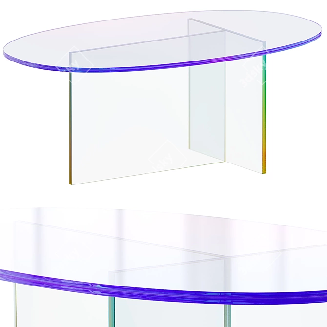 Shimmer Oval Glass Dining Table 3D model image 1