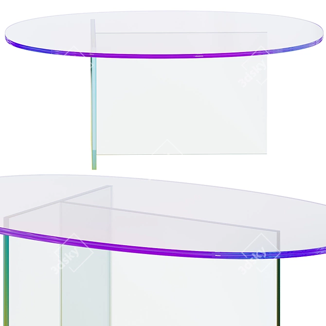 Shimmer Oval Glass Dining Table 3D model image 3