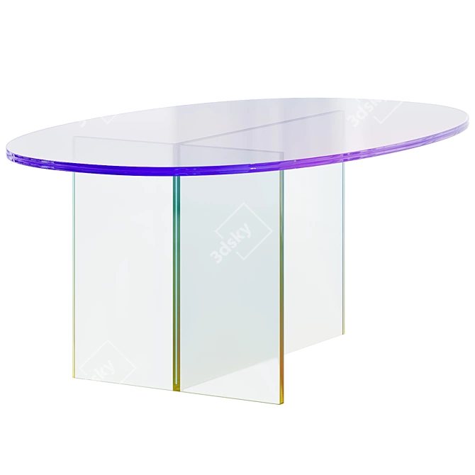 Shimmer Oval Glass Dining Table 3D model image 4