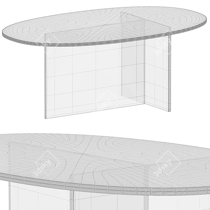 Shimmer Oval Glass Dining Table 3D model image 5