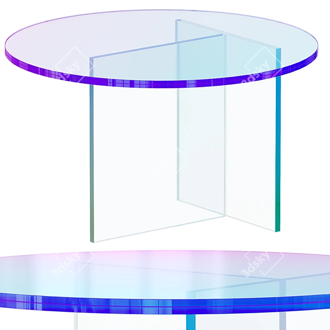 Round Shimmer Glass Dining Table 3D model image 1