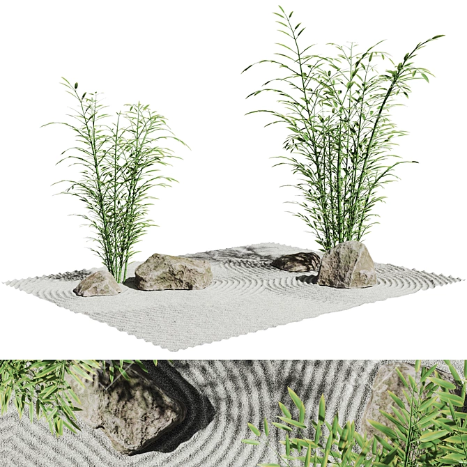 HQ Zen Rock Garden 3D 3D model image 1