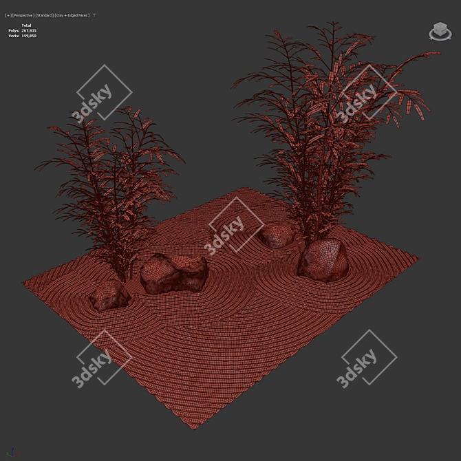 HQ Zen Rock Garden 3D 3D model image 2