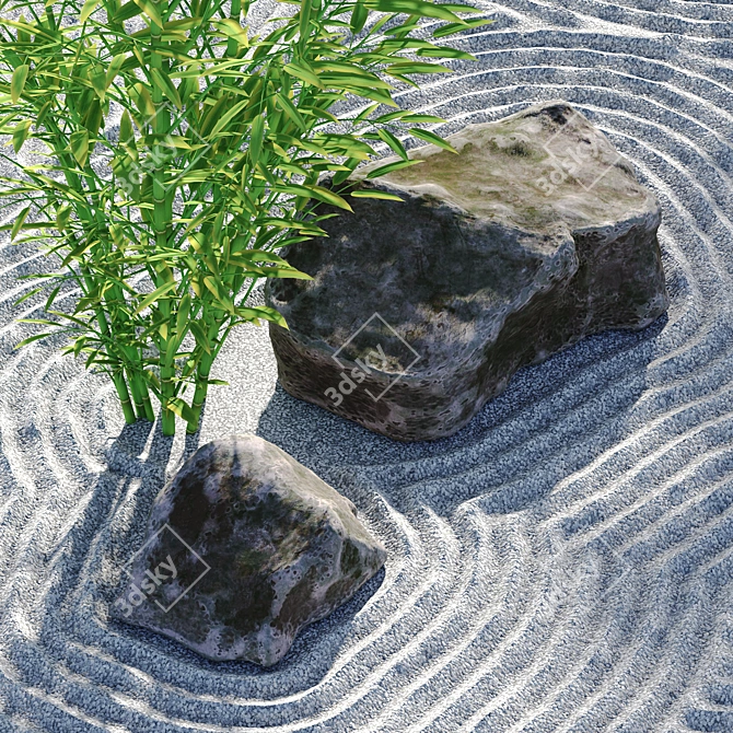 HQ Zen Rock Garden 3D 3D model image 4