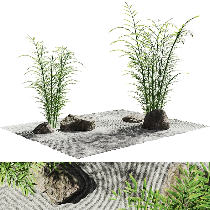 HQ Zen Rock Garden 3D 3D model image 6