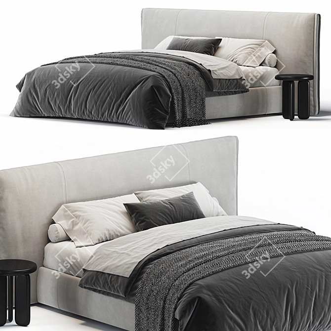 Modern Upholstered Artur Bed 3D model image 1