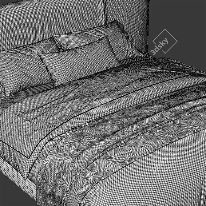 Modern Upholstered Artur Bed 3D model image 4