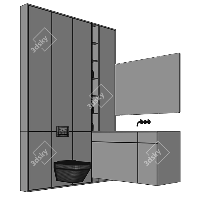 Bathroom Furniture Set - Inbuilt Left 3D model image 4