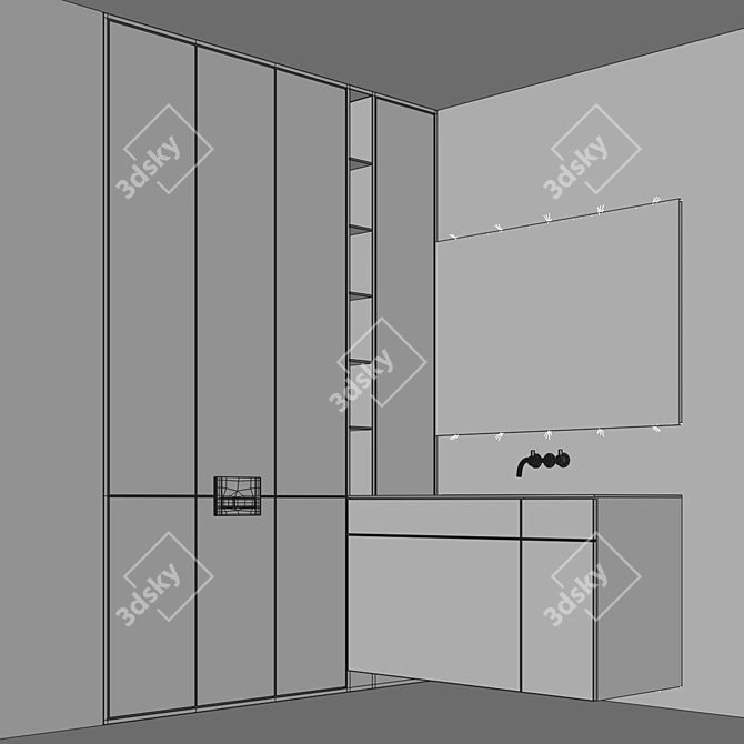 Bathroom Furniture Set - Inbuilt Left 3D model image 8