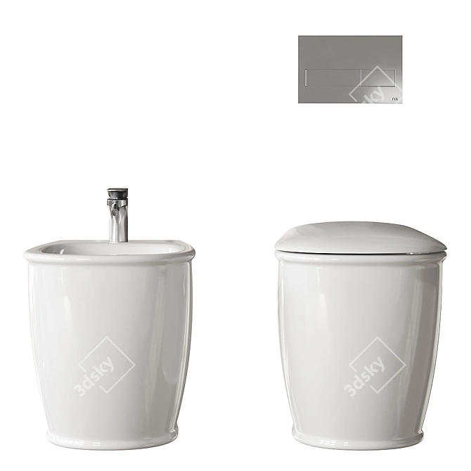 Elegant Atelier WC Bidet Set 3D model image 4