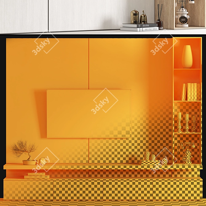 Modern TV Wall Decor Set 3D model image 3