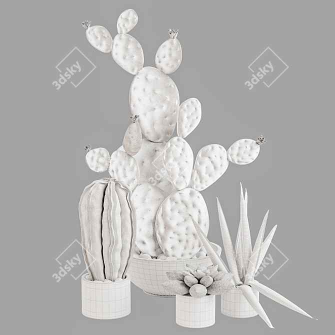 Rustic Plant Décor Set 3D model image 8