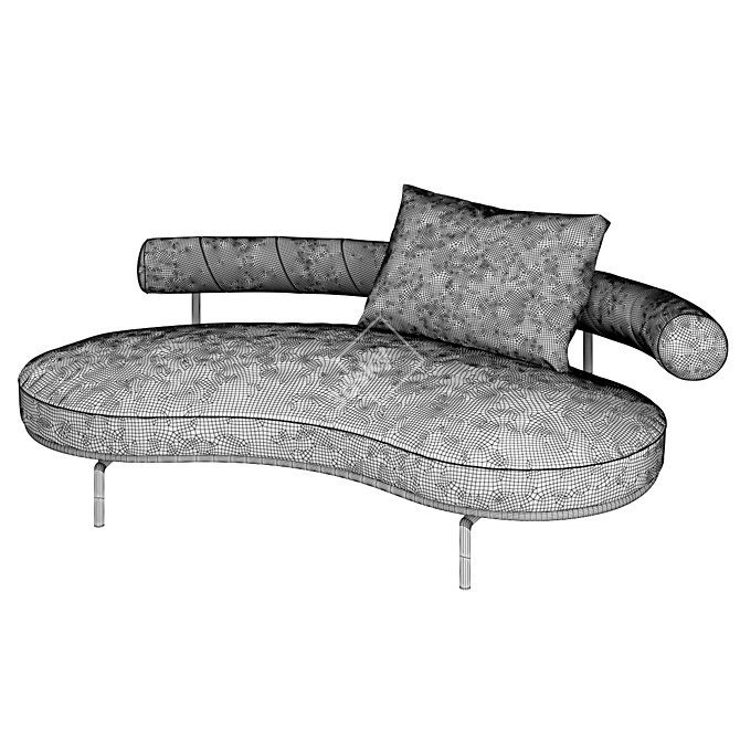 Outdoor Curved Garden Sofa, Vray Render 3D model image 5