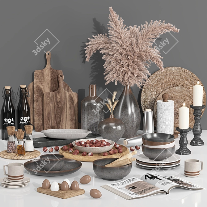 Modern Kitchen Accessories Set 3D model image 1