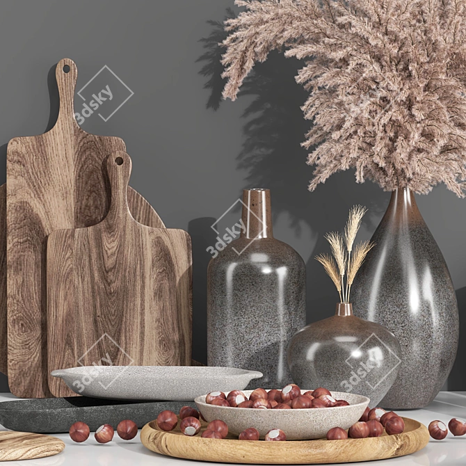 Modern Kitchen Accessories Set 3D model image 2