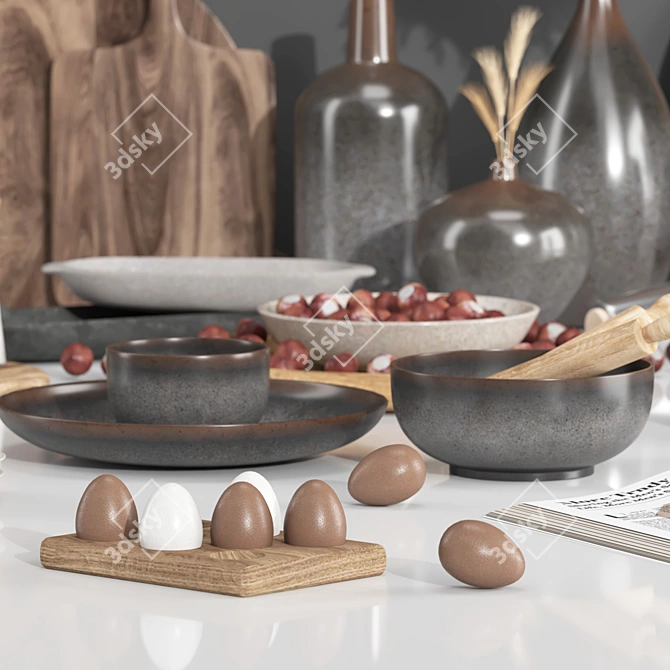 Modern Kitchen Accessories Set 3D model image 3