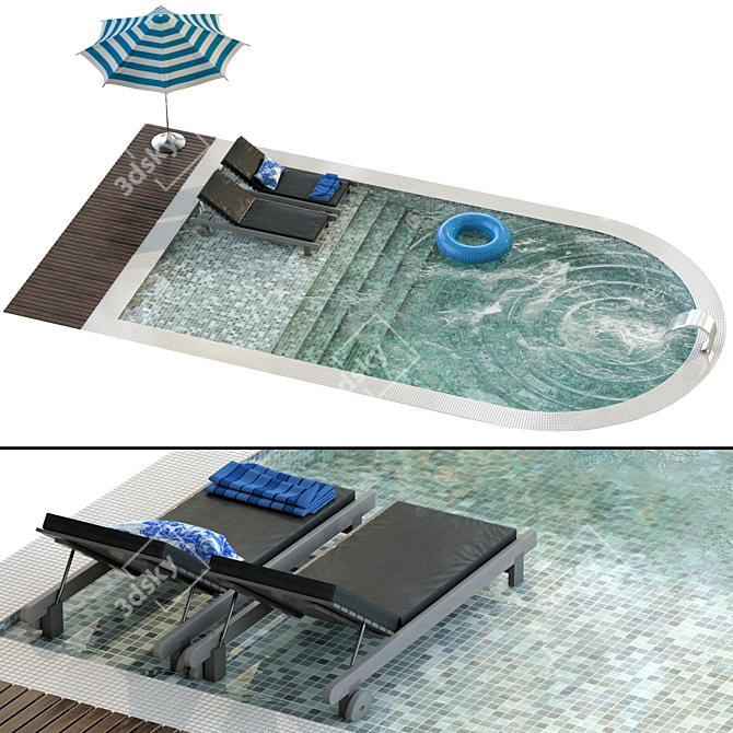 Luxury Swimming Pool with Render 3D model image 1