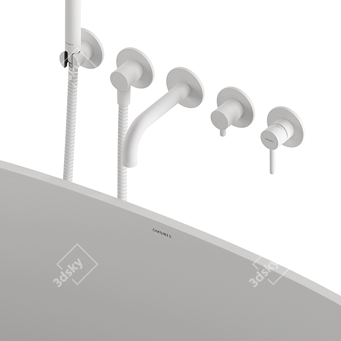 Luxury Y Bath Mixer Set 3D model image 4