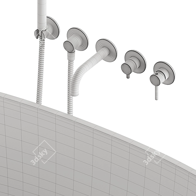 Luxury Y Bath Mixer Set 3D model image 5