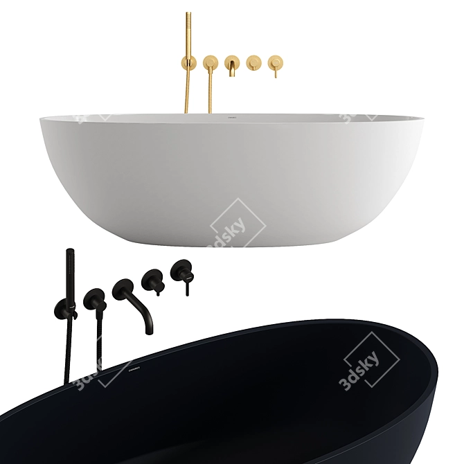 Luxury Y Bath Mixer Set 3D model image 7