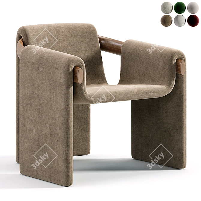 Elegant Sari Lounge Armchair 3D model image 6