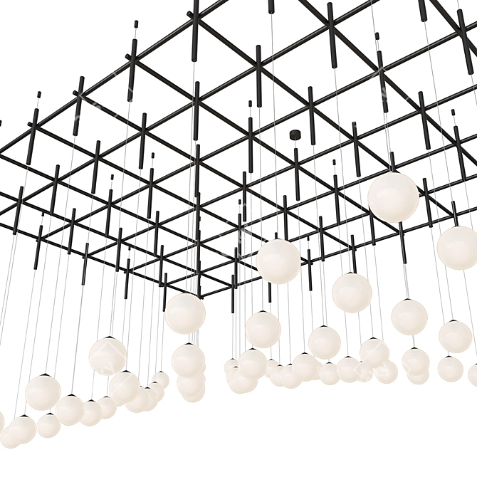 Modern Geometric LED Chandelier with 112 Balls 3D model image 2