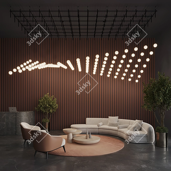 Modern Geometric LED Chandelier with 112 Balls 3D model image 4